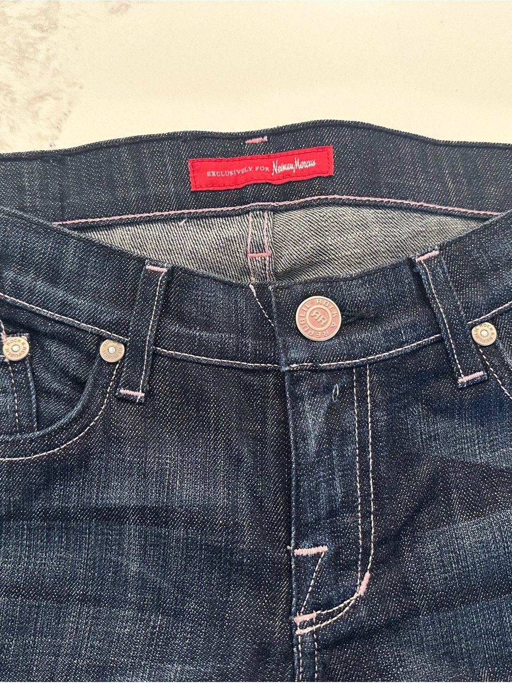 Rock & Republic Dark Denim Jeans with Pink Embroidered Logo